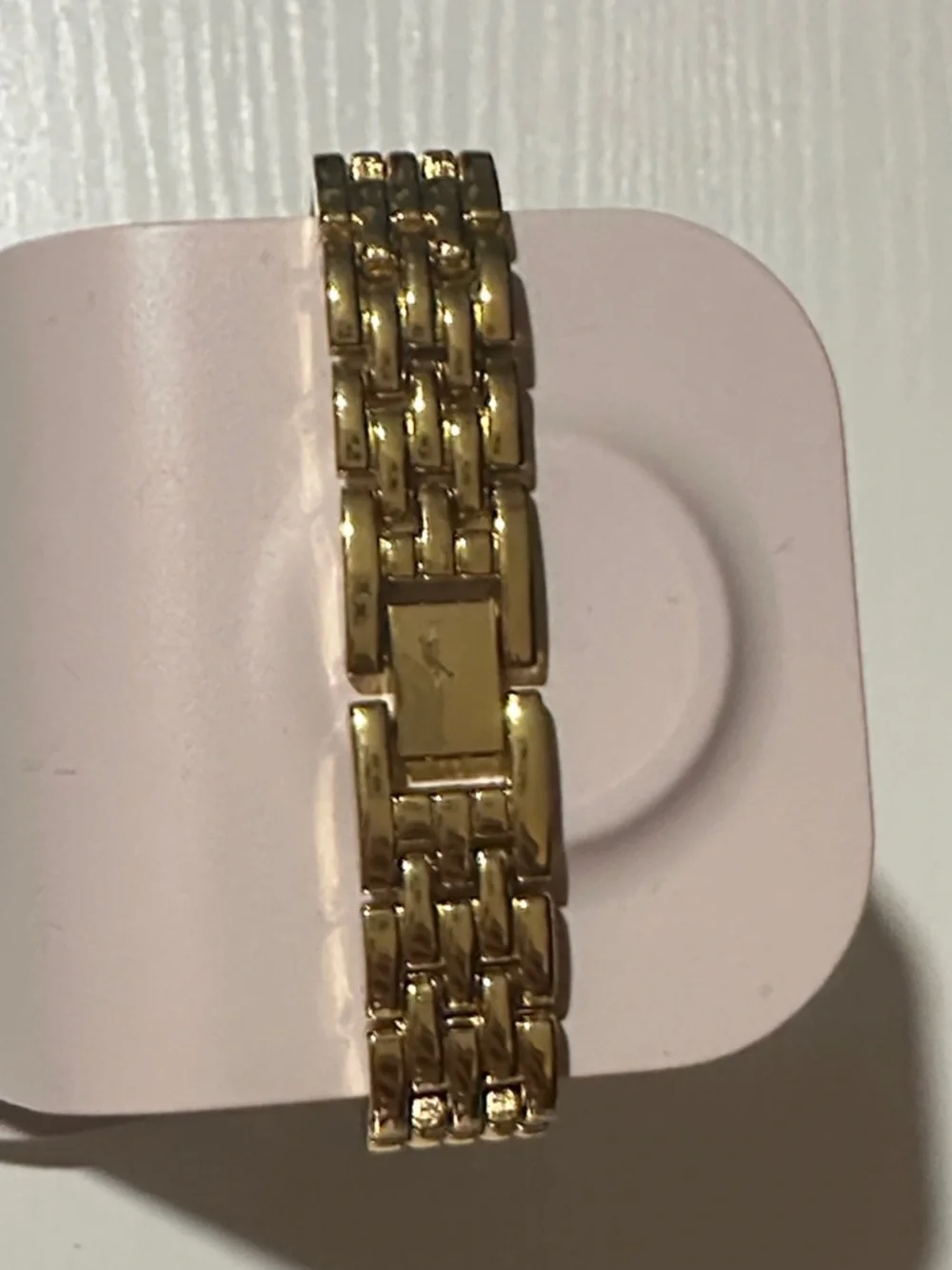 Elegant Gold-Tone Women's Crystal Bezel Watch with Blue Hands